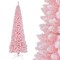 Costway 5/6/7/8 FT Artificial Pink Christmas Tree with 328/460/635/1000 Branch Tips Folding Metal Stand
